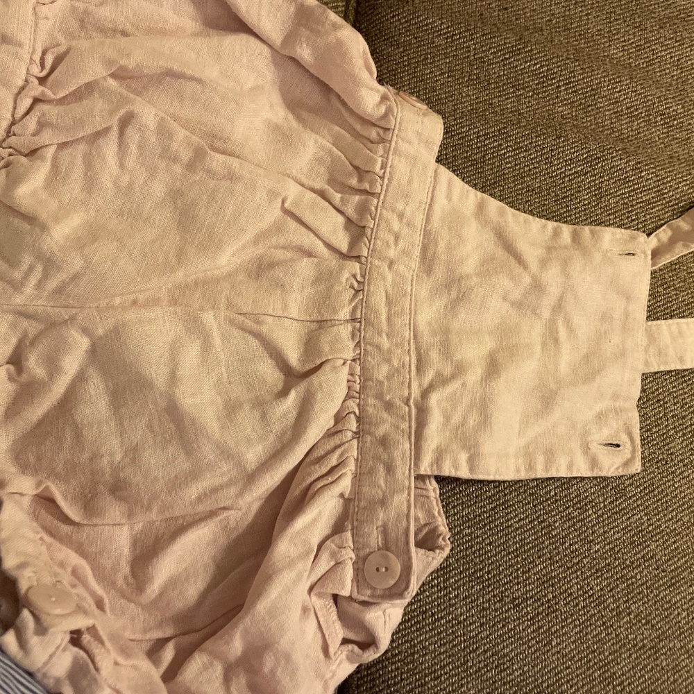 Pink linen romper